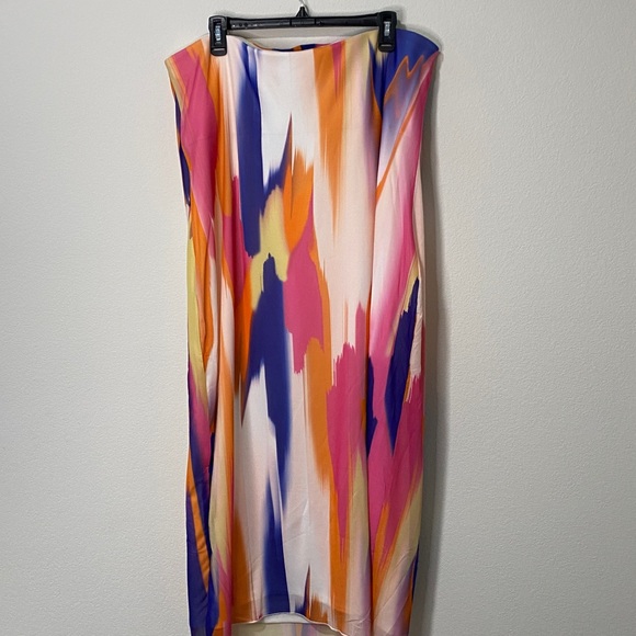 Women's Strapless Cocktail Dress Indie Print Ink Play - Picture 2 of 5